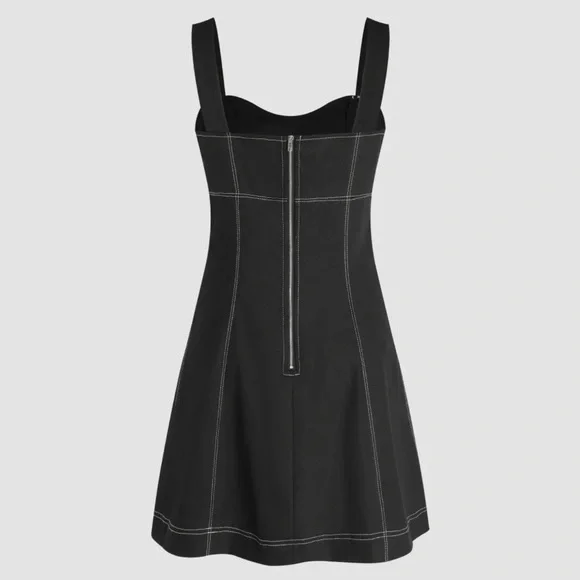 Black Denim Topstitch Dress - Picture 2 of 2